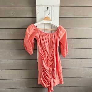 Blush Peach Off-Shoulder Mini Dress